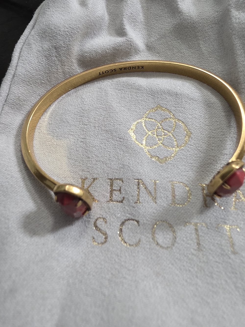 Kendra Scott Antique Gold Elton Cuff With Bronzed Red Stone